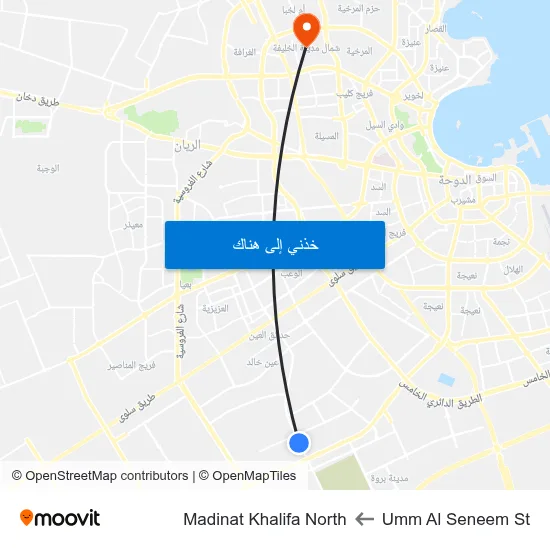 Umm Al Seneem St to Madinat Khalifa North map