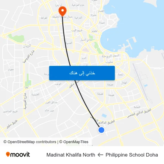 Philippine School Doha to Madinat Khalifa North map