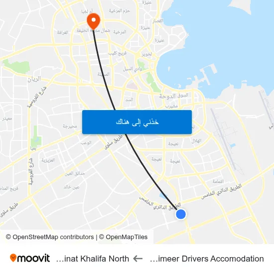Mesaimeer Drivers Accomodation to Madinat Khalifa North map