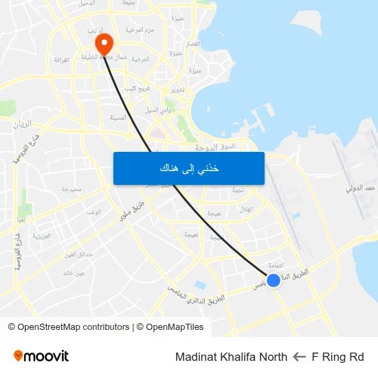F Ring Rd to Madinat Khalifa North map