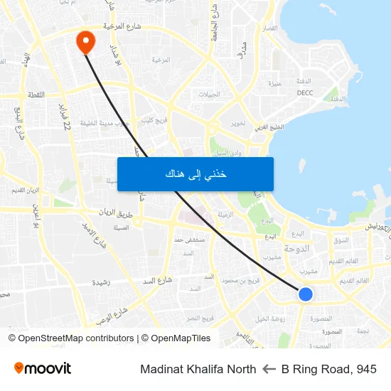 B Ring Road, 945 to Madinat Khalifa North map