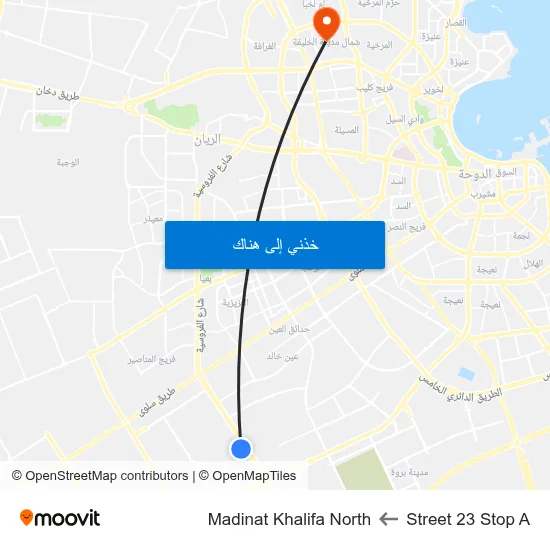 Street 23 Stop A to Madinat Khalifa North map