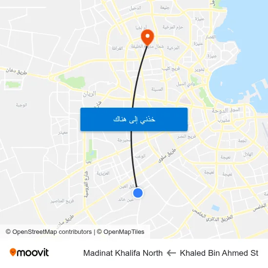 Khaled Bin Ahmed St to Madinat Khalifa North map