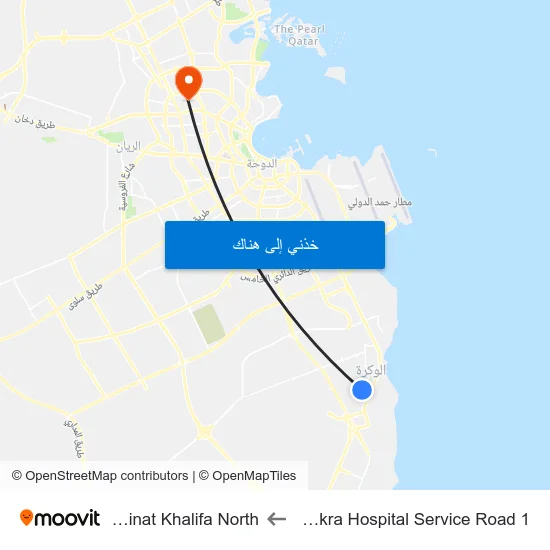 Al Wakra Hospital Service Road 1 to Madinat Khalifa North map