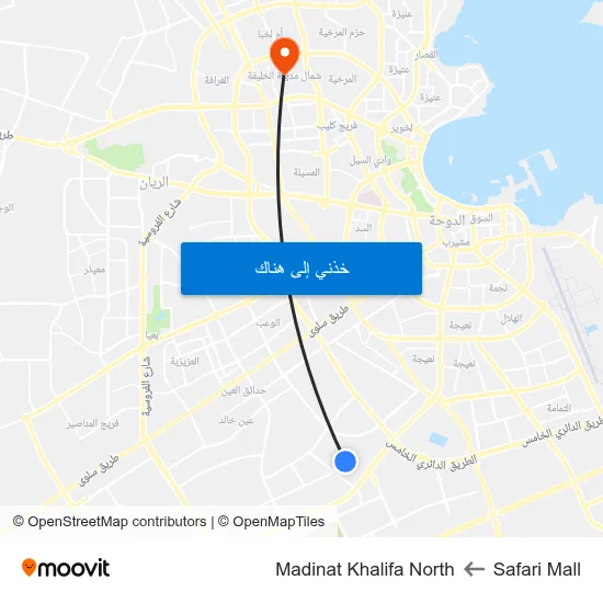 Safari Mall to Madinat Khalifa North map
