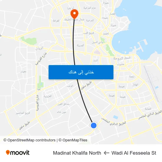 Wadi Al Fesseela St to Madinat Khalifa North map