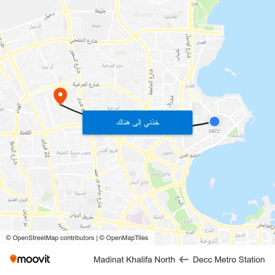 Decc Metro Station to Madinat Khalifa North map