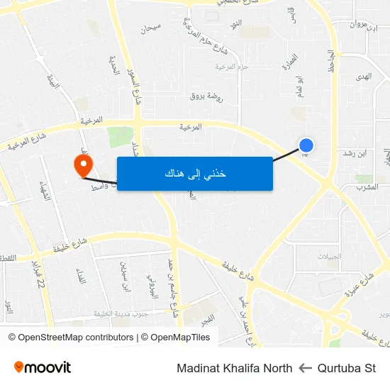 Qurtuba St to Madinat Khalifa North map