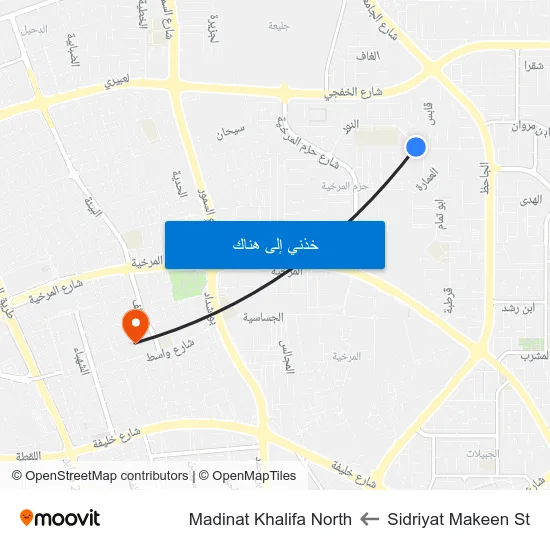 Sidriyat Makeen St to Madinat Khalifa North map