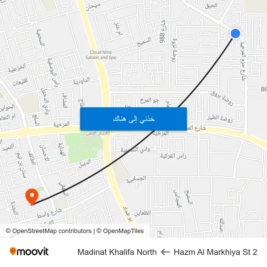 Hazm Al Markhiya St 2 to Madinat Khalifa North map