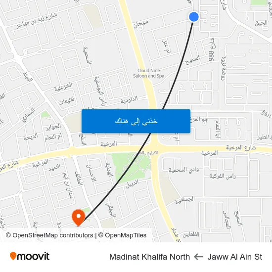 Jaww Al Ain St to Madinat Khalifa North map