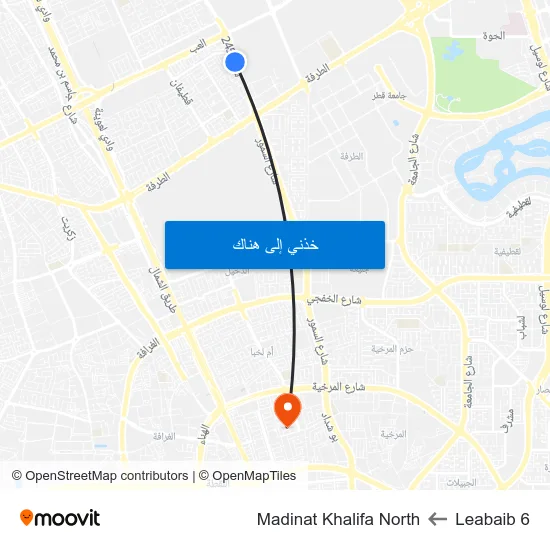 Leabaib 6 to Madinat Khalifa North map