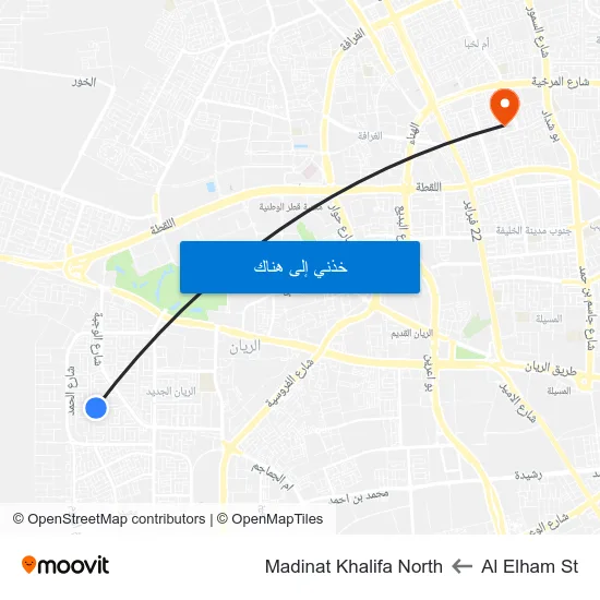 Al Elham St to Madinat Khalifa North map
