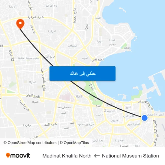 National Museum Station to Madinat Khalifa North map