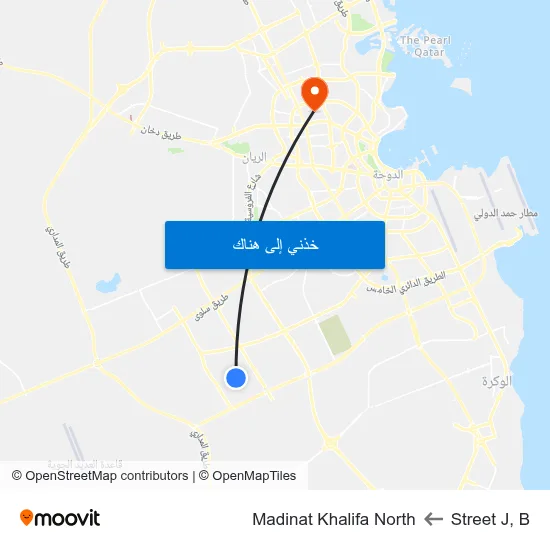 Street J, B to Madinat Khalifa North map