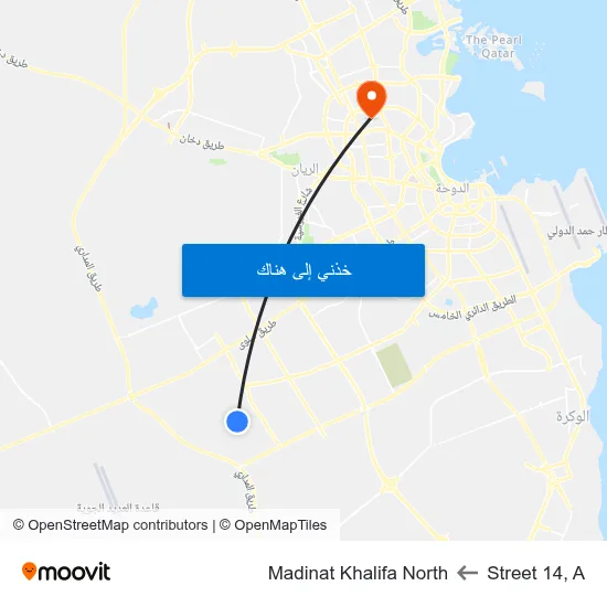 Street 14, A to Madinat Khalifa North map