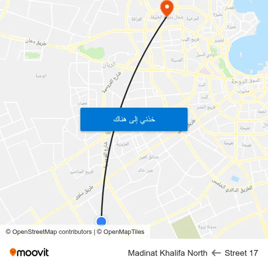 Street 17 to Madinat Khalifa North map