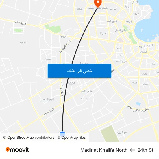 24th St to Madinat Khalifa North map