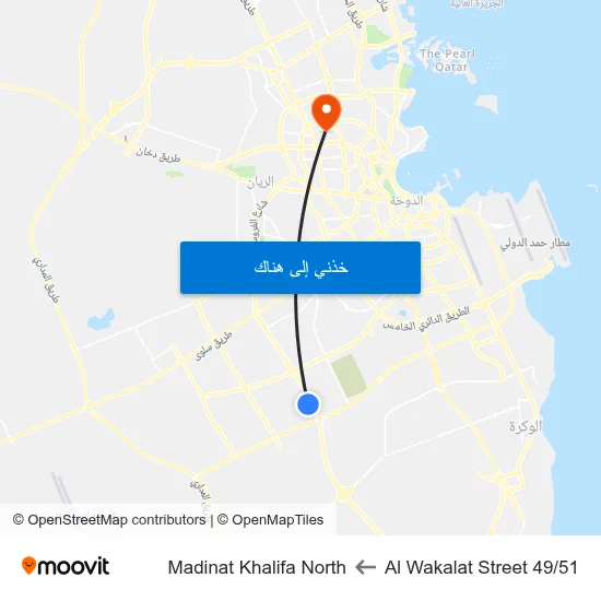 Al Wakalat Street 49/51 to Madinat Khalifa North map