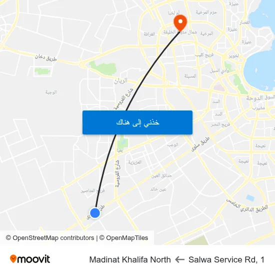 Salwa Service Rd, 1 to Madinat Khalifa North map