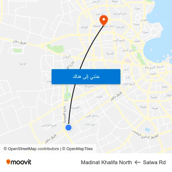 Salwa Rd to Madinat Khalifa North map