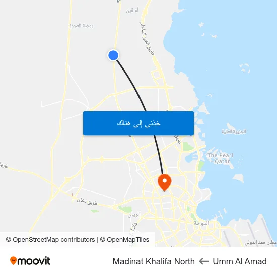 Umm Al Amad to Madinat Khalifa North map