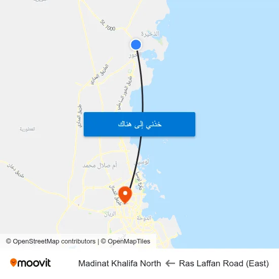 Ras Laffan Road (East) to Madinat Khalifa North map