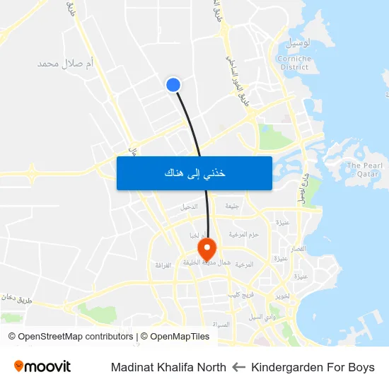 Kindergarden For Boys to Madinat Khalifa North map