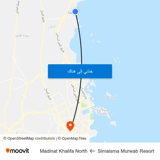 Simaisma Murwab Resort to Madinat Khalifa North map
