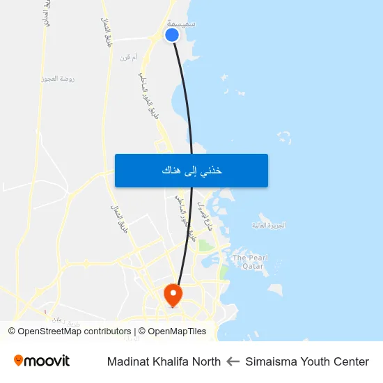 Simaisma Youth Center to Madinat Khalifa North map