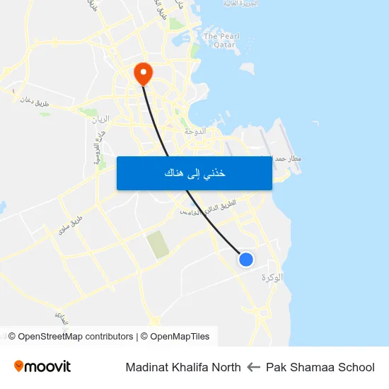 Pak Shamaa School to Madinat Khalifa North map