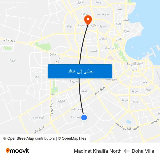Doha Villa to Madinat Khalifa North map