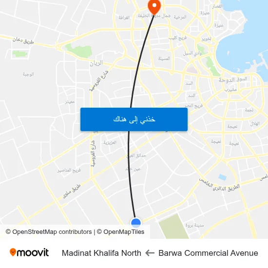 Barwa Commercial Avenue to Madinat Khalifa North map
