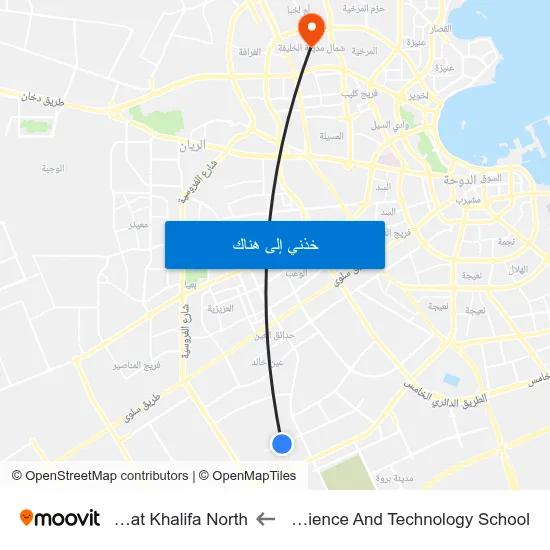 Qatar Science And Technology School to Madinat Khalifa North map