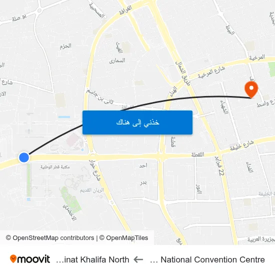 Qatar National Convention Centre to Madinat Khalifa North map