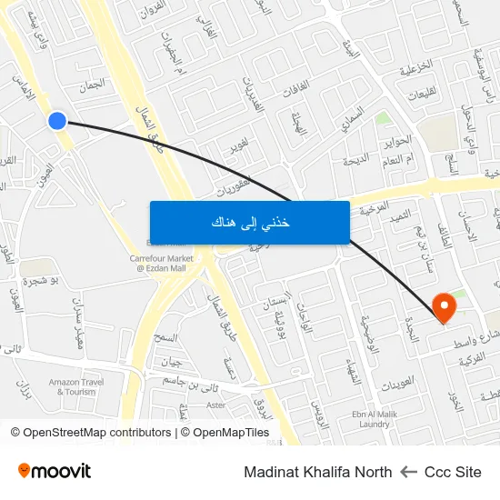 Ccc Site to Madinat Khalifa North map