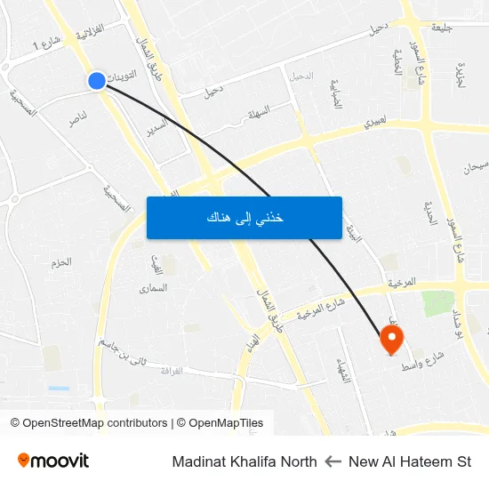 New Al Hateem St to Madinat Khalifa North map