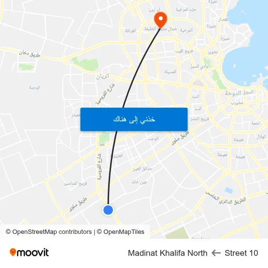Street 10 to Madinat Khalifa North map
