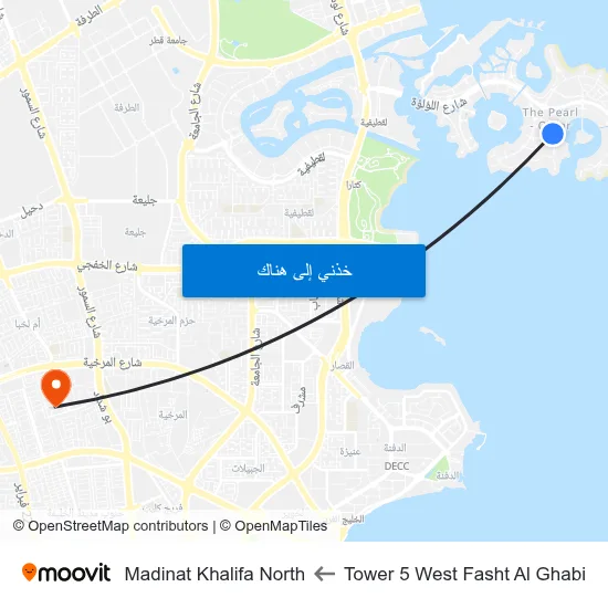 Tower 5 West Fasht Al Ghabi to Madinat Khalifa North map