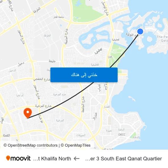 Abraj Bay Tower 3 South East Qanat Quartier to Madinat Khalifa North map