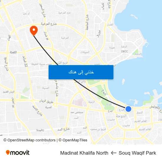 Souq Waqif Park to Madinat Khalifa North map