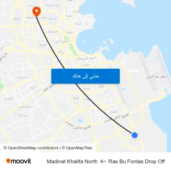 Ras Bu Fontas Drop Off to Madinat Khalifa North map