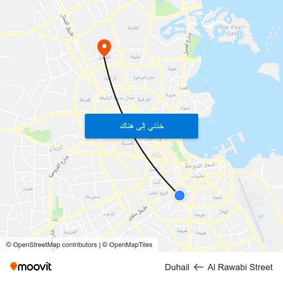 Al Rawabi Street to Duhail map