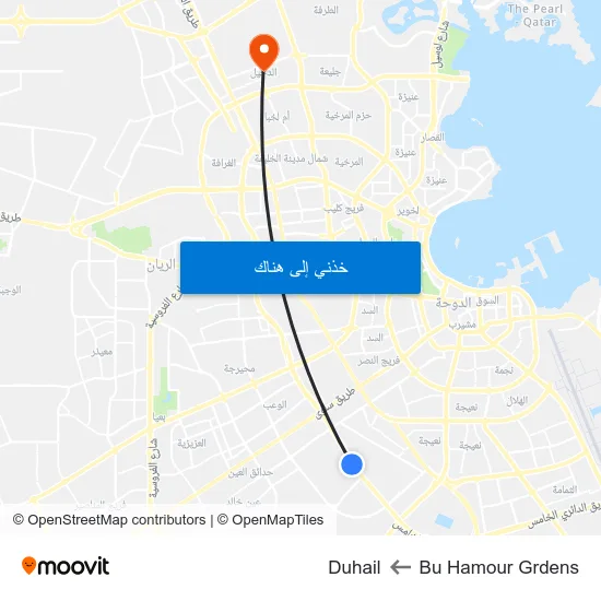 Bu Hamour Grdens to Duhail map