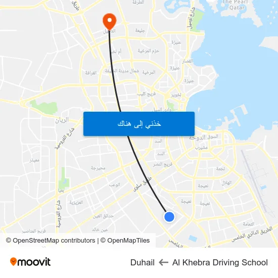 Al Khebra Driving School to Duhail map