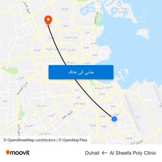 Al Sheefa Poly Clinic to Duhail map