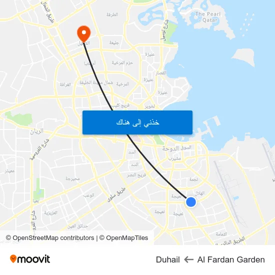 Al Fardan Garden to Duhail map