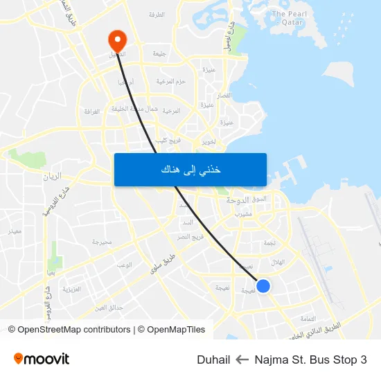 Najma St. Bus Stop 3 to Duhail map
