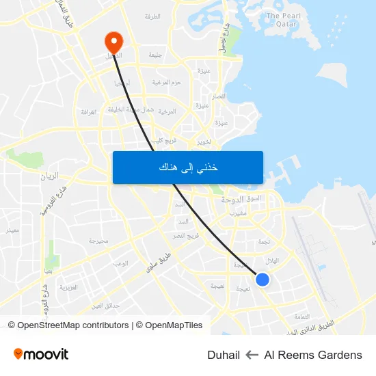 Al Reems Gardens to Duhail map