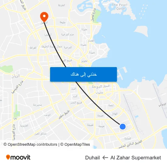 Al Zahar Supermarket to Duhail map